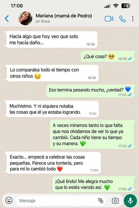 Testimonio de una mamá por WhatsApp