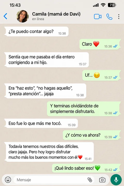Testimonio de una mamá por WhatsApp